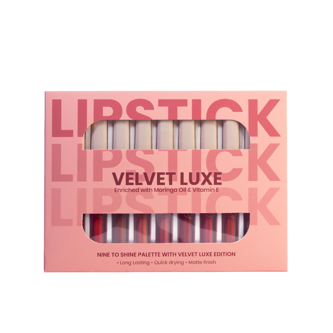Velvet Luxe Matte stay Lipstick Palette(PALETTE OF 9 – 2 VARIANTS BROWNS & NUDES)