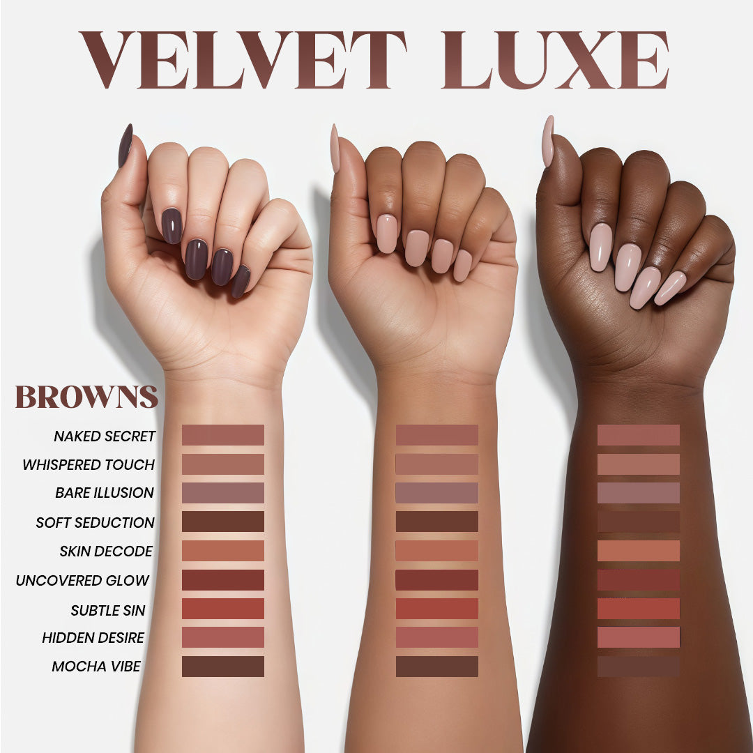 Velvet Luxe Matte stay Lipstick Palette(PALETTE OF 9 – 2 VARIANTS BROWNS & NUDES)