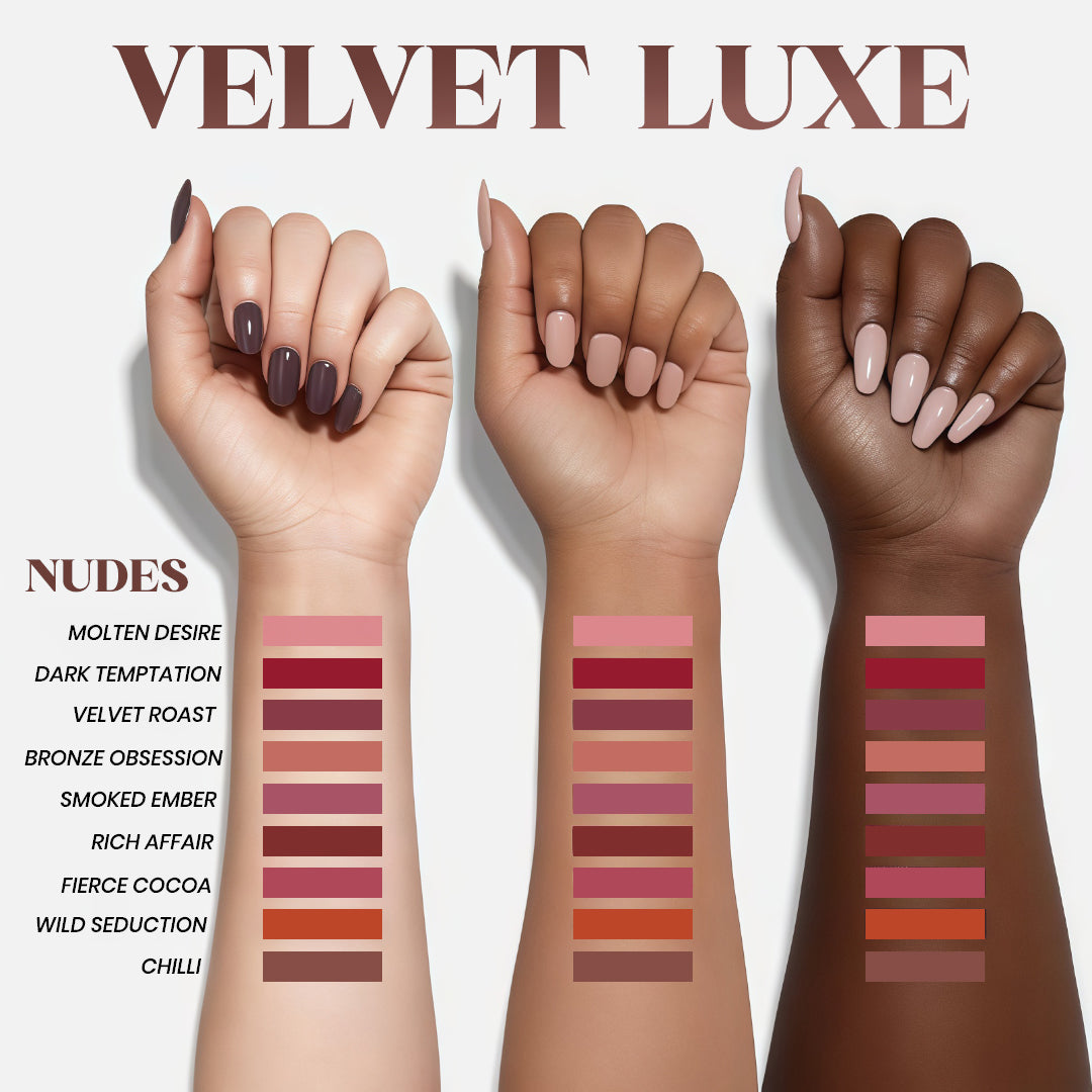 Velvet Luxe Matte stay Lipstick Palette(PALETTE OF 9 – 2 VARIANTS BROWNS & NUDES)