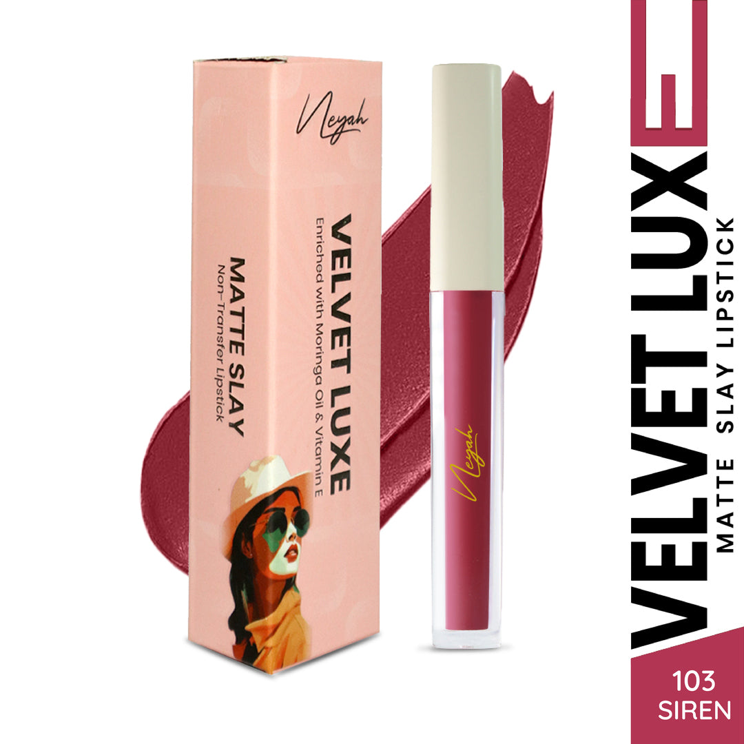 Velvet Luxe Non-Transfer Lipstick – Enriched with Moringa Oil & Vitamin E
