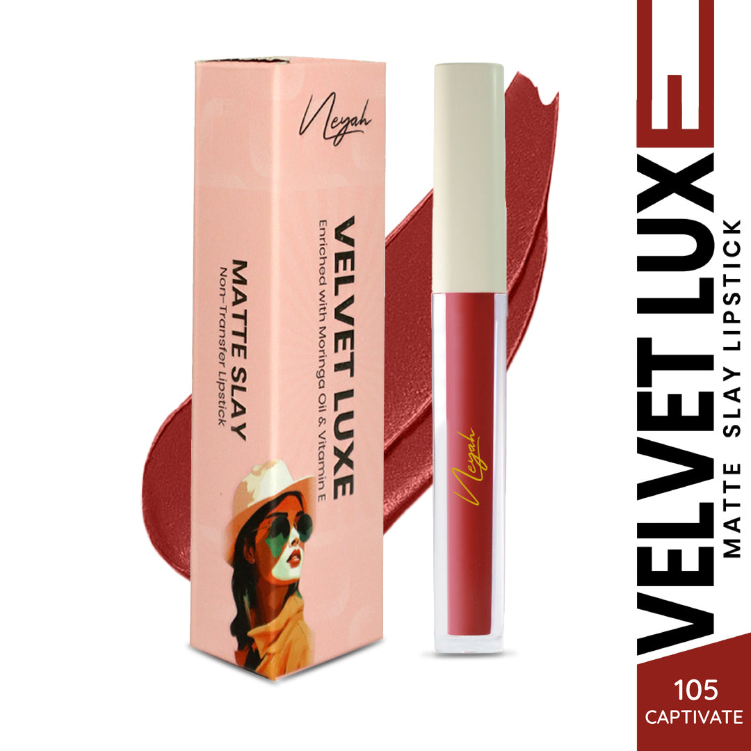 Velvet Luxe Non-Transfer Lipstick – Enriched with Moringa Oil & Vitamin E