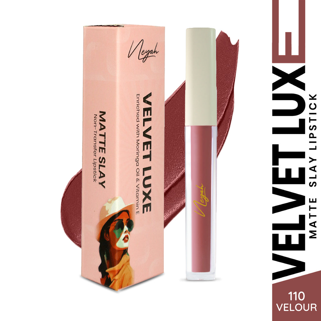 Velvet Luxe Non-Transfer Lipstick – Enriched with Moringa Oil & Vitamin E
