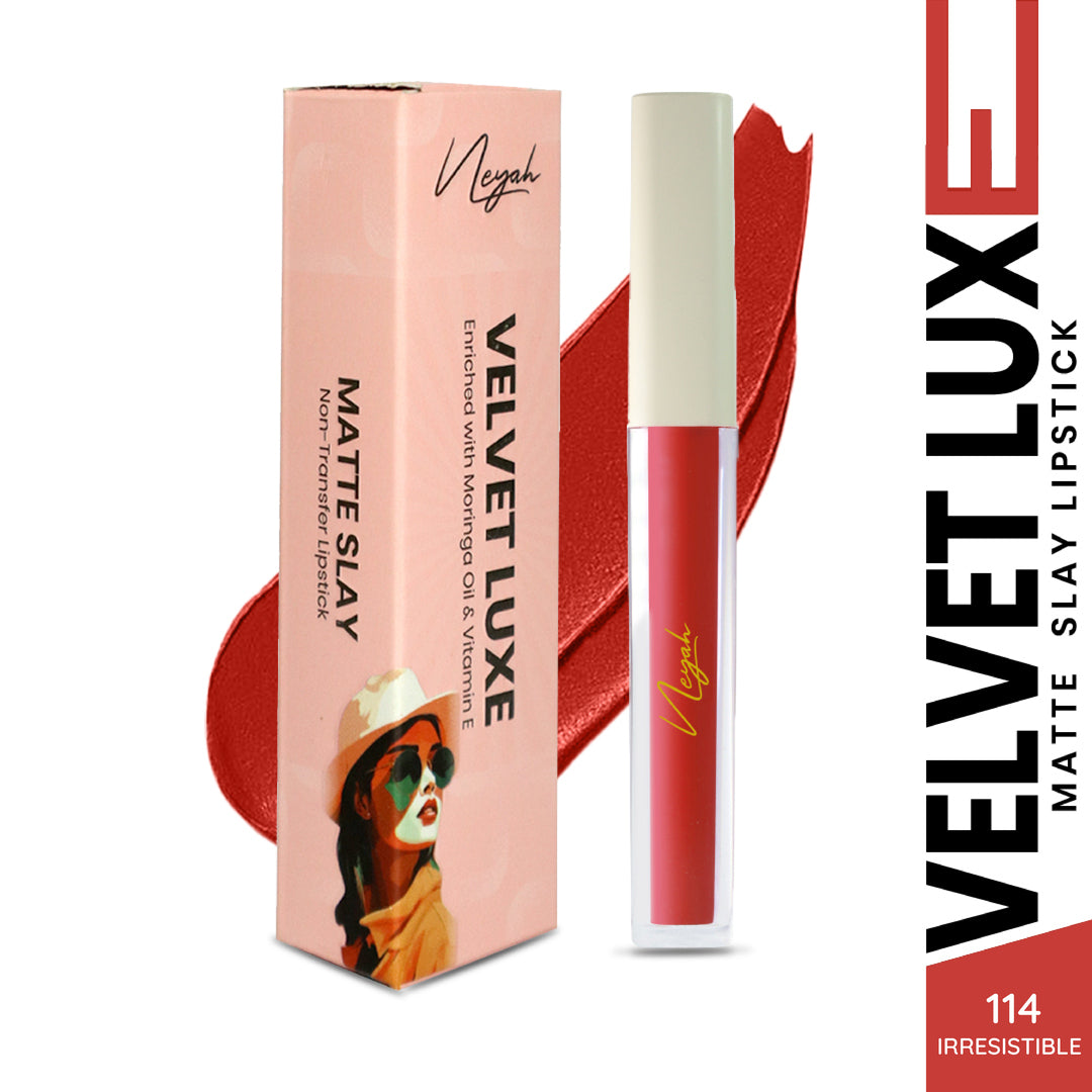 Velvet Luxe Non-Transfer Lipstick – Enriched with Moringa Oil & Vitamin E