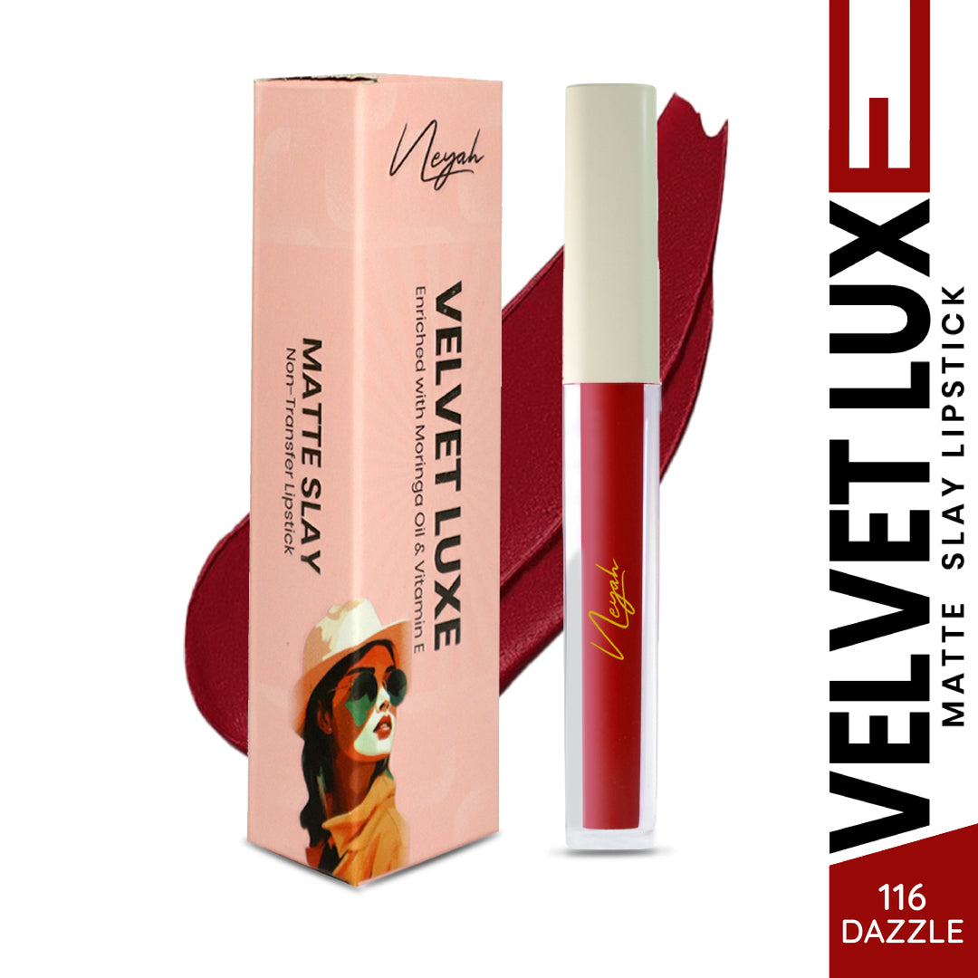 Velvet Luxe Non-Transfer Lipstick – Enriched with Moringa Oil & Vitamin E
