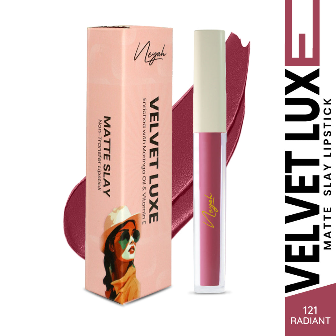 Velvet Luxe Non-Transfer Lipstick – Enriched with Moringa Oil & Vitamin E