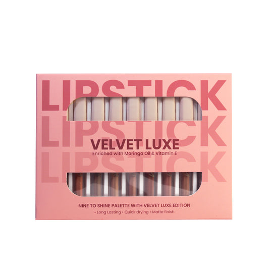 Velvet Luxe Matte stay Lipstick Palette(PALETTE OF 9 – 2 VARIANTS BROWNS & NUDES)