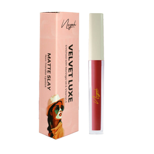 Velvet Luxe Matte Slay Non-Transfer Lipstick – Enriched with Moringa Oil & Vitamin E