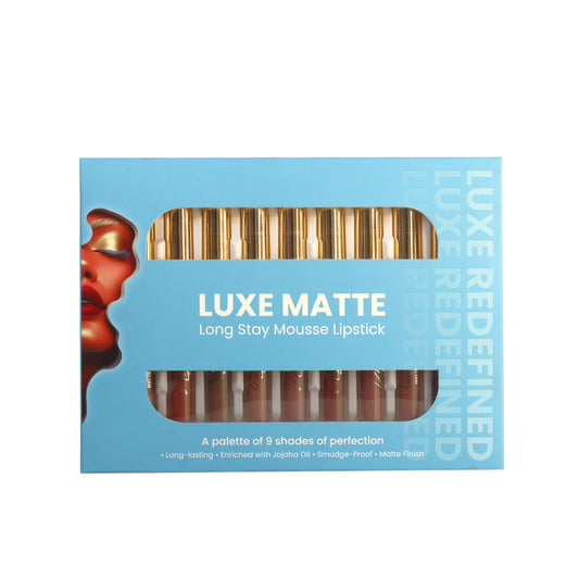 LUXE MATTE LONG STAY MOUSSE LIPSTICK (PALETTE OF 9 – 2 VARIANTS BROWNS & NUDES)