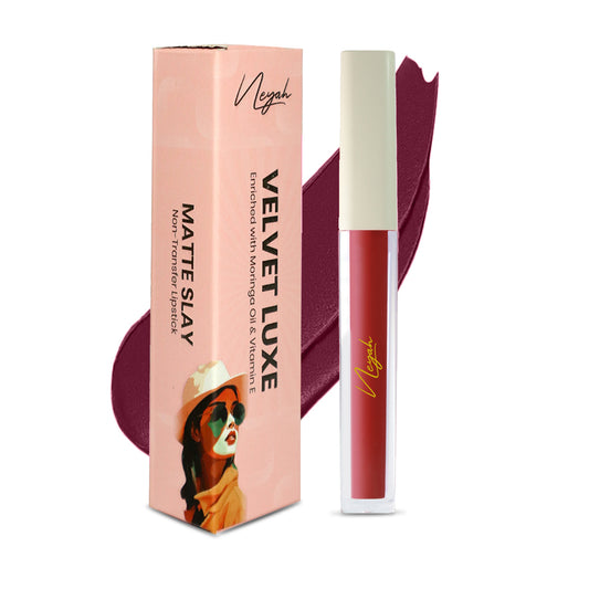 Velvet Luxe Matte Slay Non-Transfer Lipstick – Enriched with Moringa Oil & Vitamin E