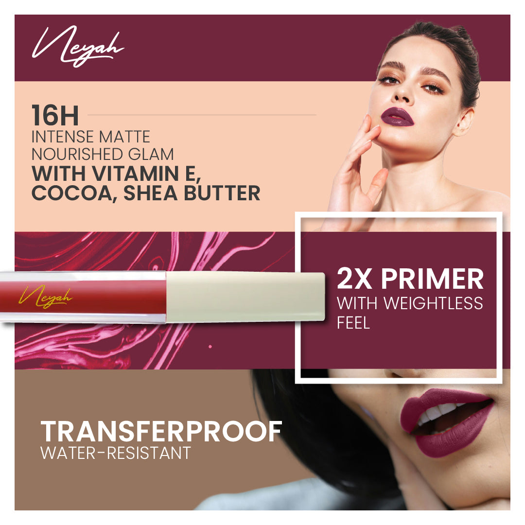 Velvet Luxe Matte Slay Non-Transfer Lipstick – Enriched with Moringa Oil & Vitamin E