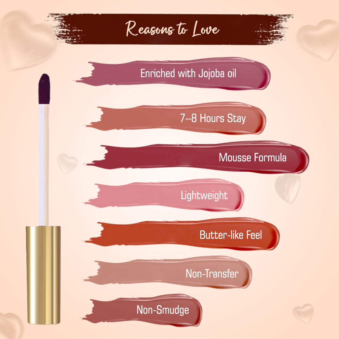 LUXE MATTE LONG STAY MOUSSE LIPSTICK (PALETTE OF 9 – 2 VARIANTS BROWNS & NUDES)