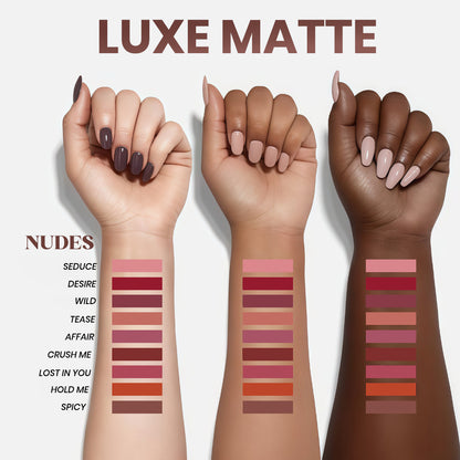 LUXE MATTE LONG STAY MOUSSE LIPSTICK (PALETTE OF 9 – 2 VARIANTS BROWNS & NUDES)