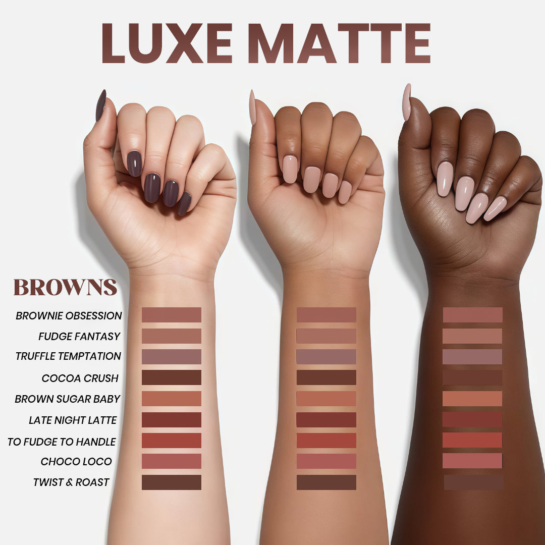 LUXE MATTE LONG STAY MOUSSE LIPSTICK (PALETTE OF 9 – 2 VARIANTS BROWNS & NUDES)